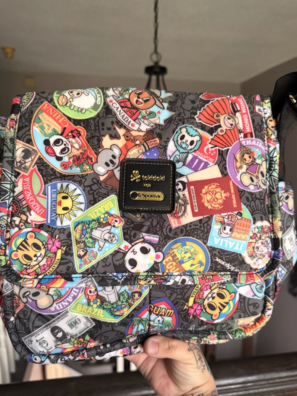 Tokidoki x lesportsac giramondo crossbody shoulder bag travel print